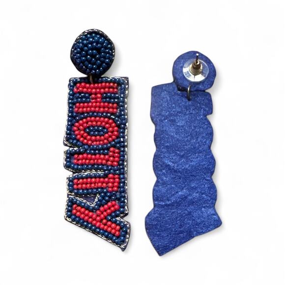 Hotty Toddy Beaded Earrings - Ole Miss Earrings - Game Day Earrings - Picture 2 of 2
